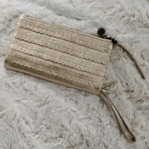 The Sak Leather Metallic Gold Convertible Clutch Wristlet Wallet!